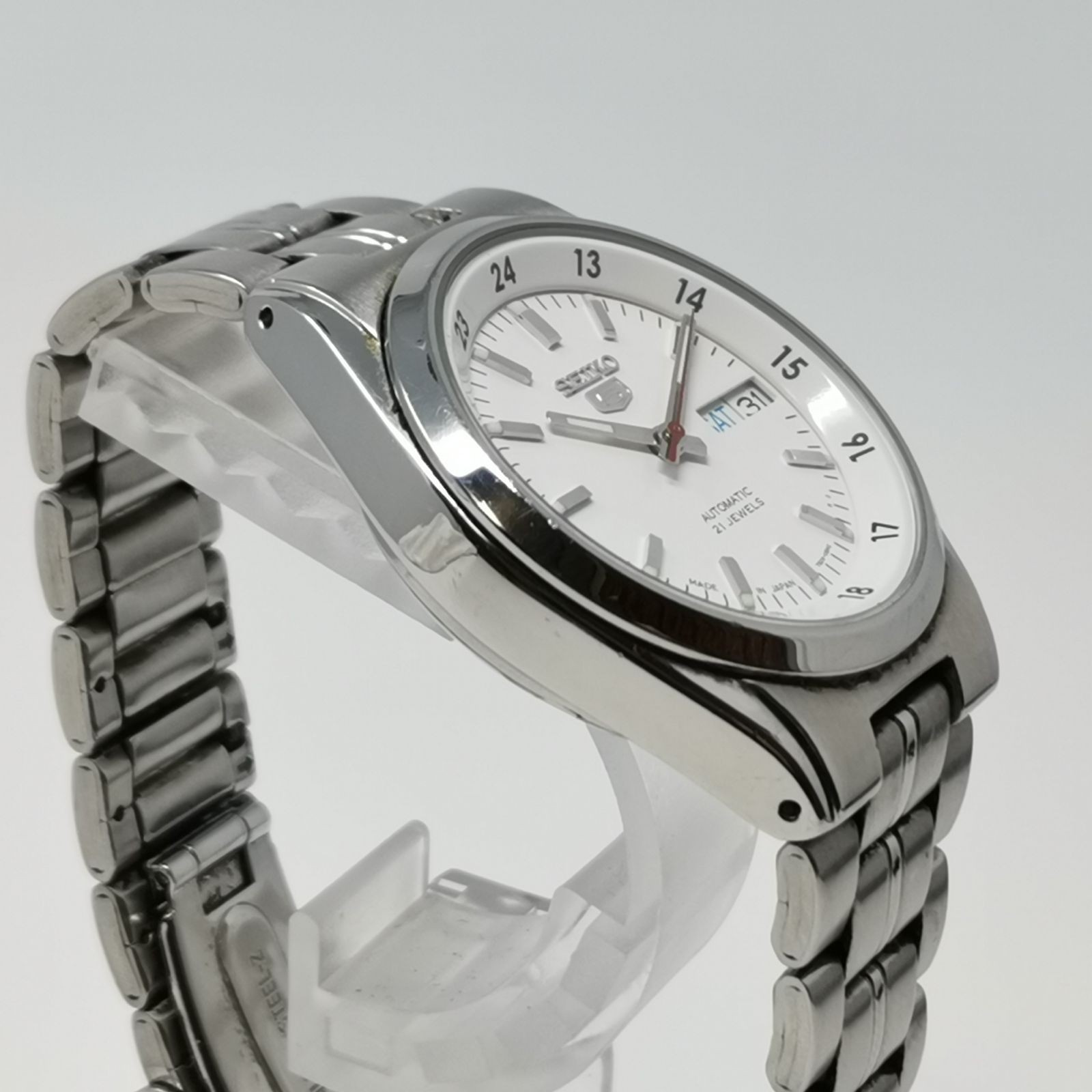 SEIKO 5 automatic 7S26 02C0 white transparent back 21 jewels From Japan