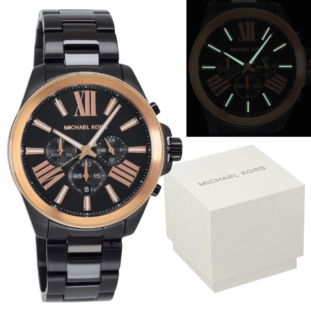 Michael Kors Wren Chronograph Dial Black/Rose Gold 44mm Watch MK8933