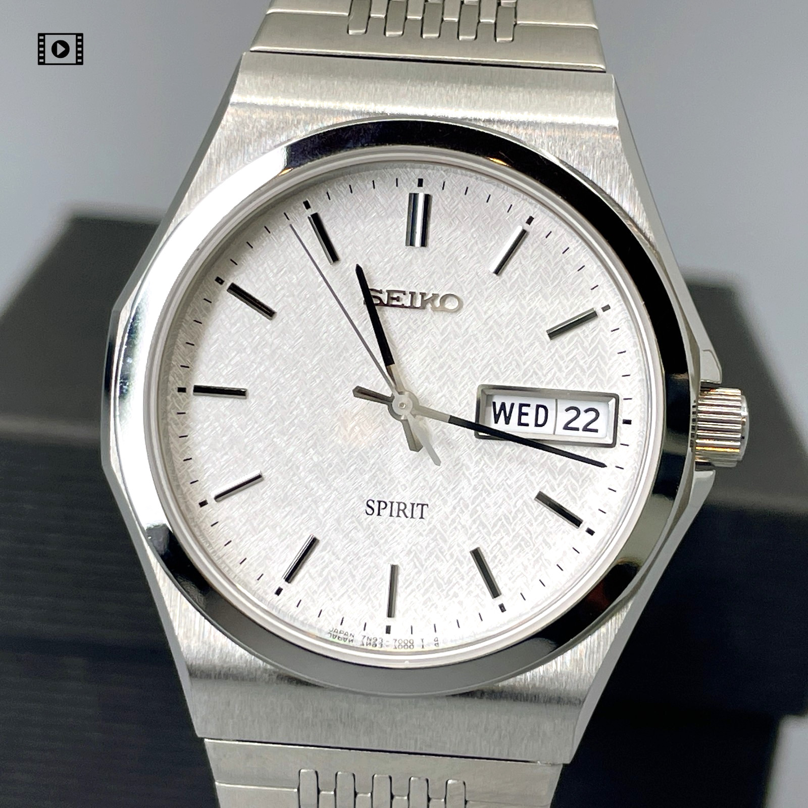 [Mint] Seiko Spirit 7N93-7000 Silver 35mm Qz Men’s Watch ‘KANJI’ Vtg1995 -US Stk