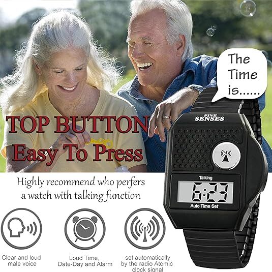 Five Senses Atomic Top Button English Talking Watch for Seniors Blind Low Vision