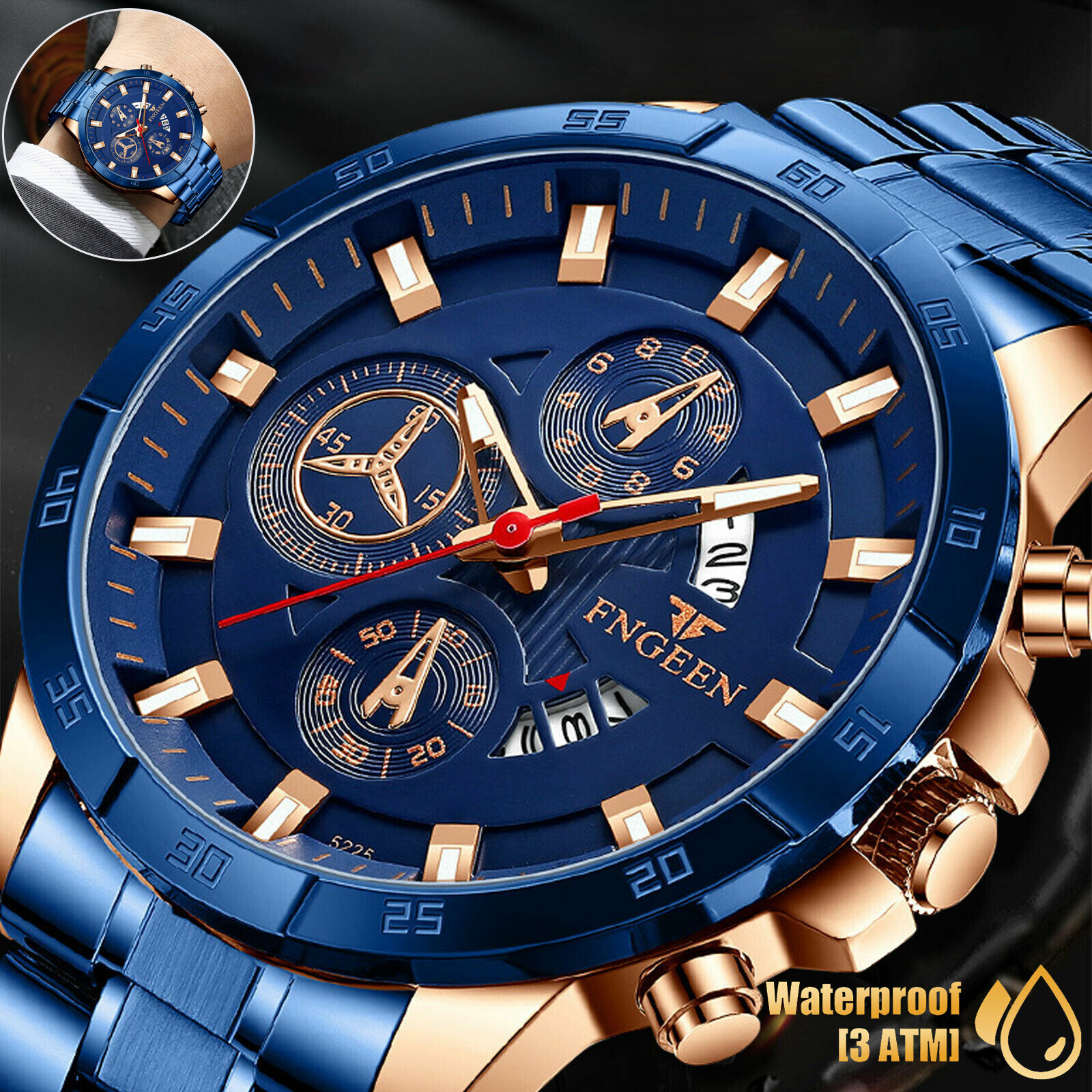 Waterproof Men’s Watch Relojes De Hombre Stainless Steel Classic Quartz Watches