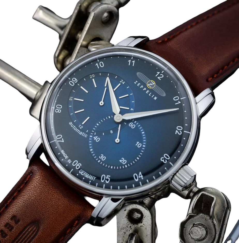 Zeppelin Automatic Blue Dial Chronograph 8662-3 Brown Leather Band Men’s Watch