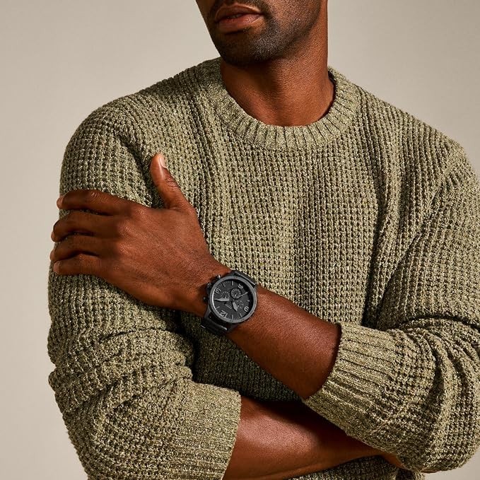 Fossil Men’s Nate Quartz Watch, Oversized Stainless Steel Chronograph Watch