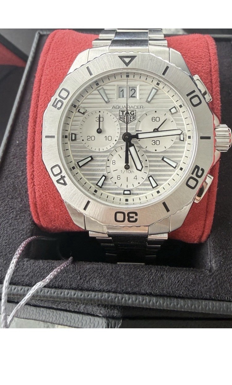 TAG Heuer Aquaracer 43mm Quartz Chronograph Date 300m Silver Steel Watch