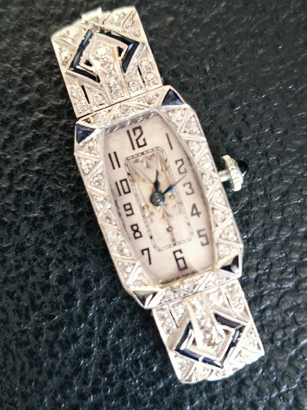 Vintage Art Deco Platinum w/Gems Lady Cocktail Watch 1930s S. Kocher Swiss