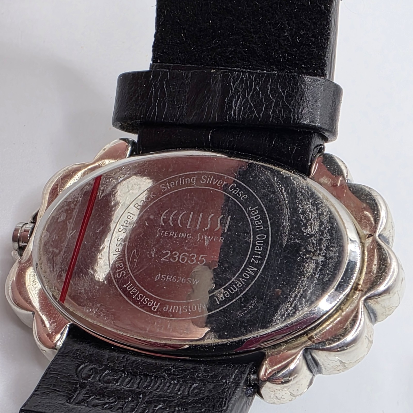 Ecclissi Sterling Silver Turquoise Watch Black Leather Southwestern AS IS Repair