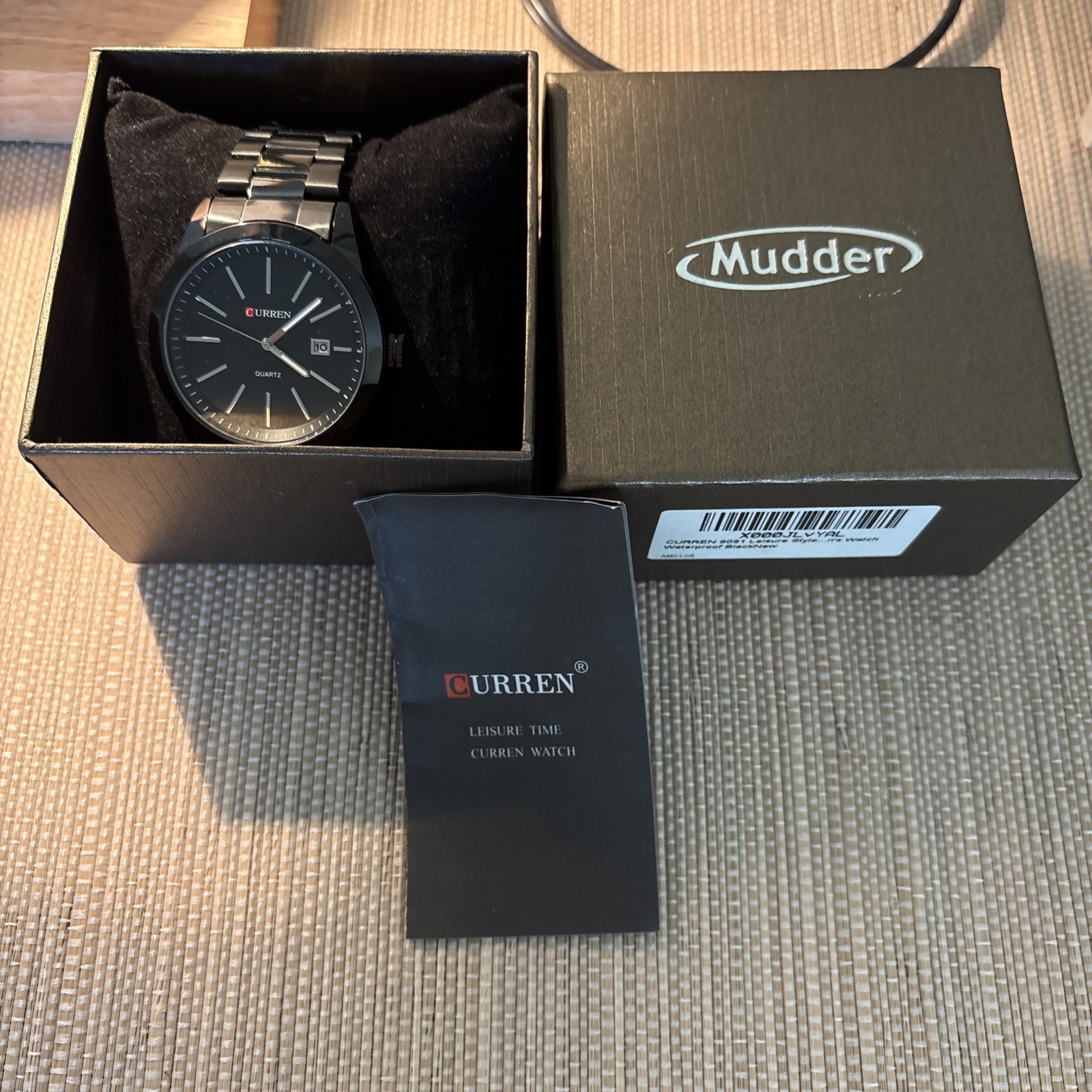 Curren 8091 Men’s Classic Black Dial Black Bracelet Date Quartz New