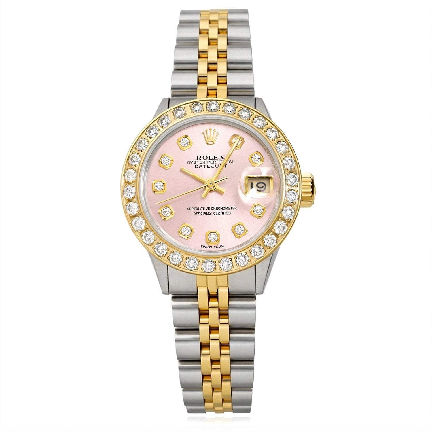 Rolex Datejust 69173 26mm Diamond Bezel Pink Dial Women’s Watch