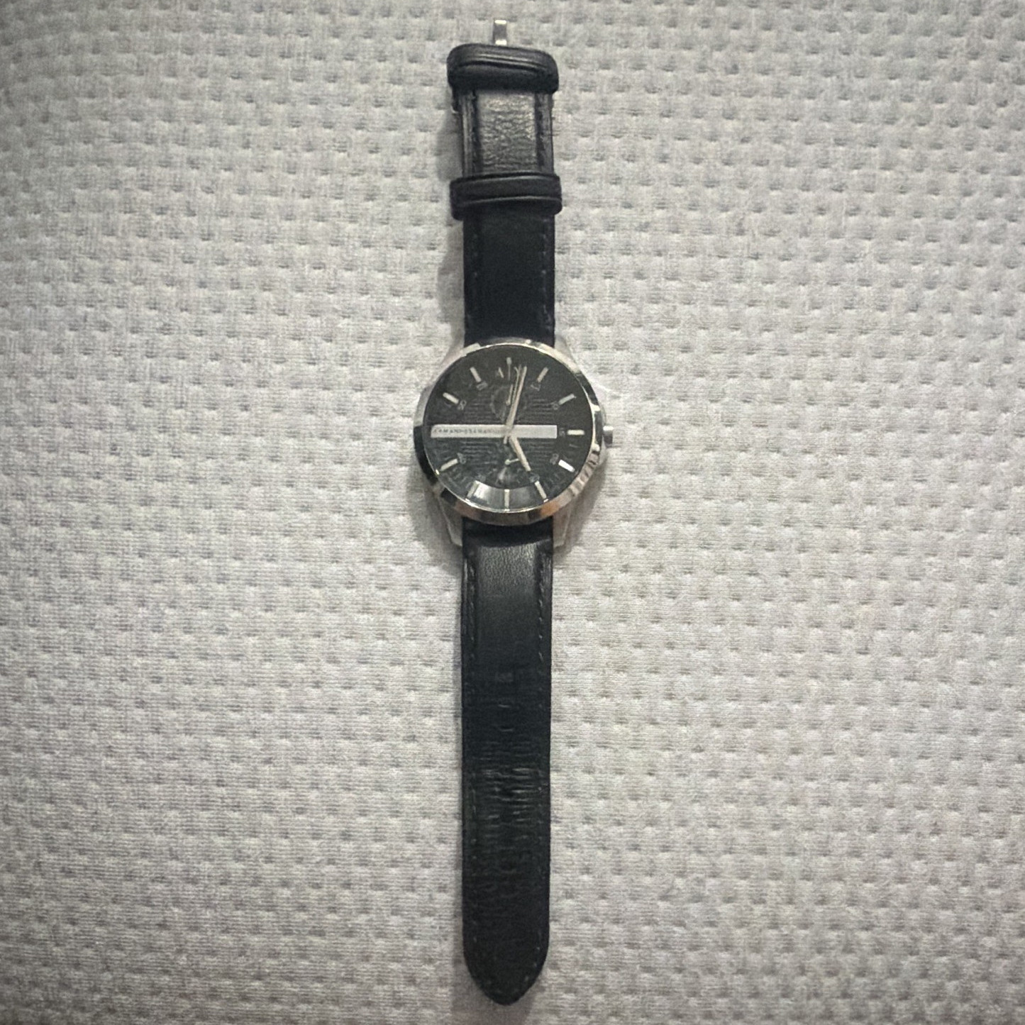 Armani Exchange AX2120 Quartz Black Dial Leather Strap 42mm 50m Watch