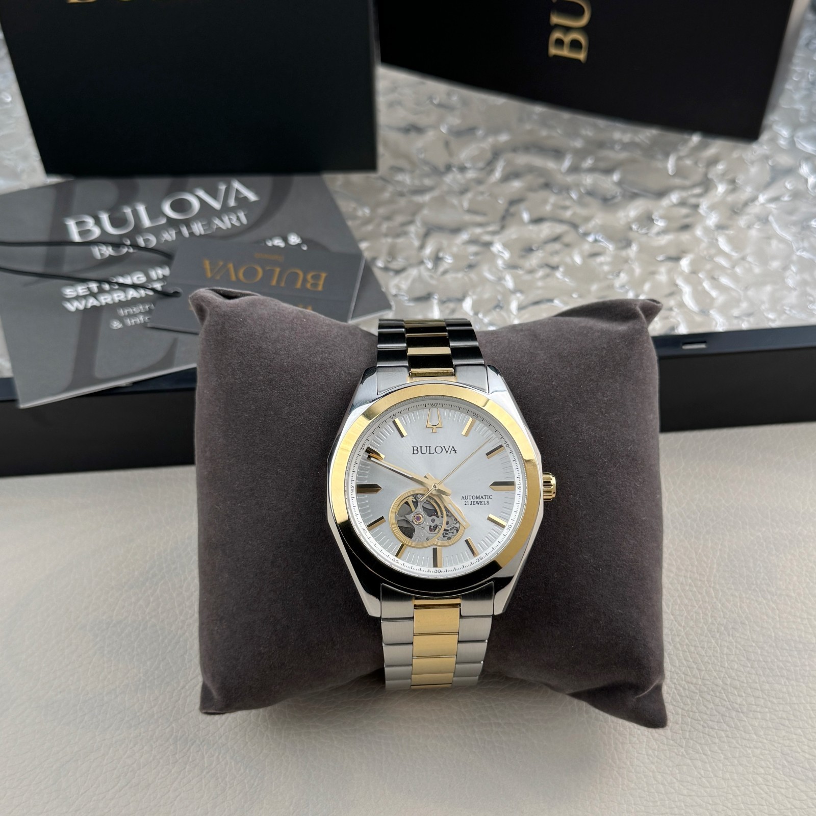 Bulova Classic Surveyor Automatic Two Tone silver Dial Men’s Watch 98A284