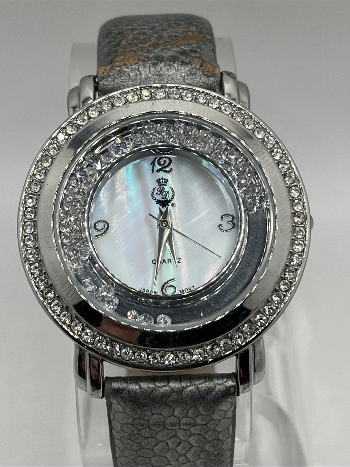 Premier Designs Women’s Quartz Watch Floating Crystals MOP Dial- New Battery