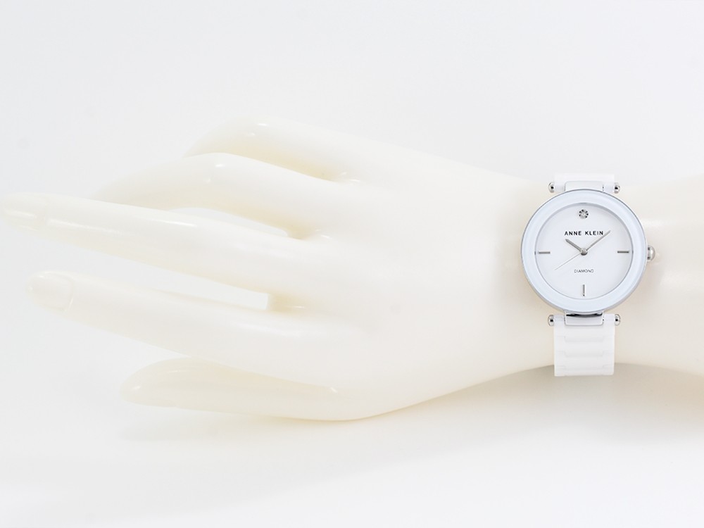 ANNE KLEIN AK/1019WTWT Quartz Analog White Sliver/White