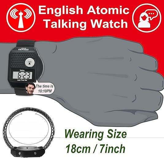 Five Senses Atomic Top Button English Talking Watch for Seniors Blind Low Vision