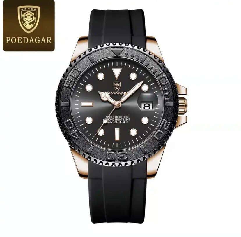 POEDGAR Men’s Sport Waterproof Quartz Watch 26mm