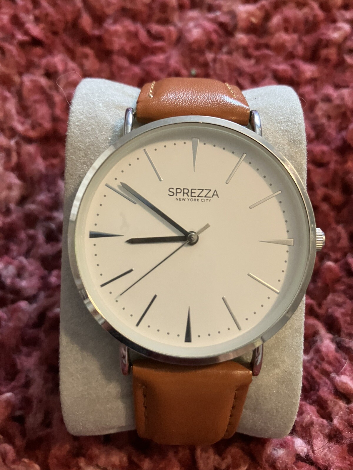 Sprezza Watch – White Dial w/Brown Leather Band – Lightly Worn