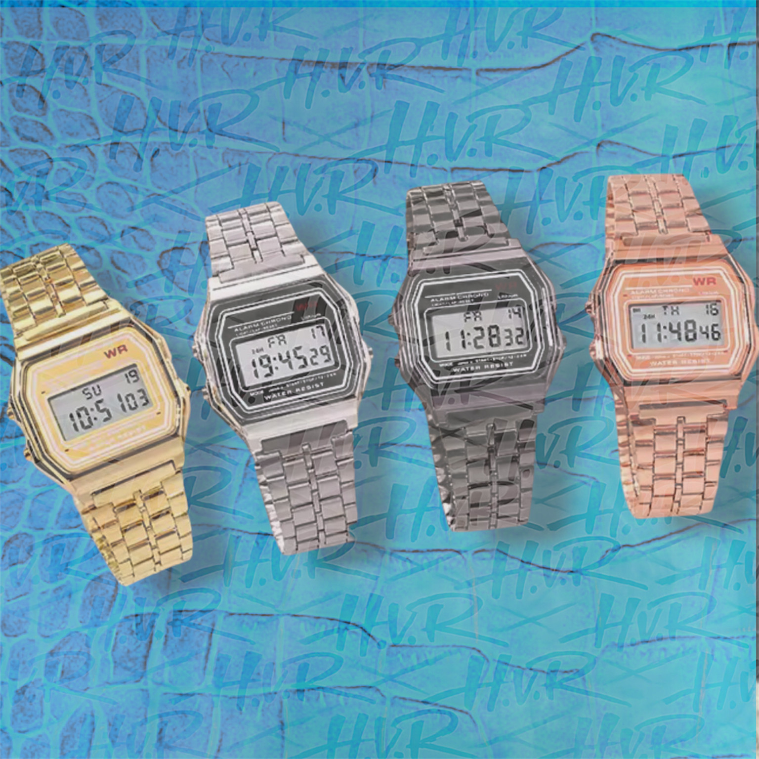 F91W LED Digital Sports Watch Steel Band Men Women Casual-Silver!
