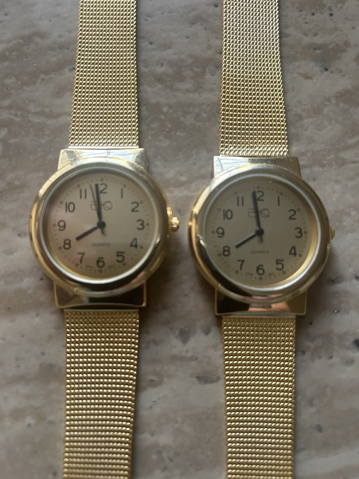 buyer gets 2 brand new Soft gold Mesh Unisex Japan quartz watches. USA Vendor