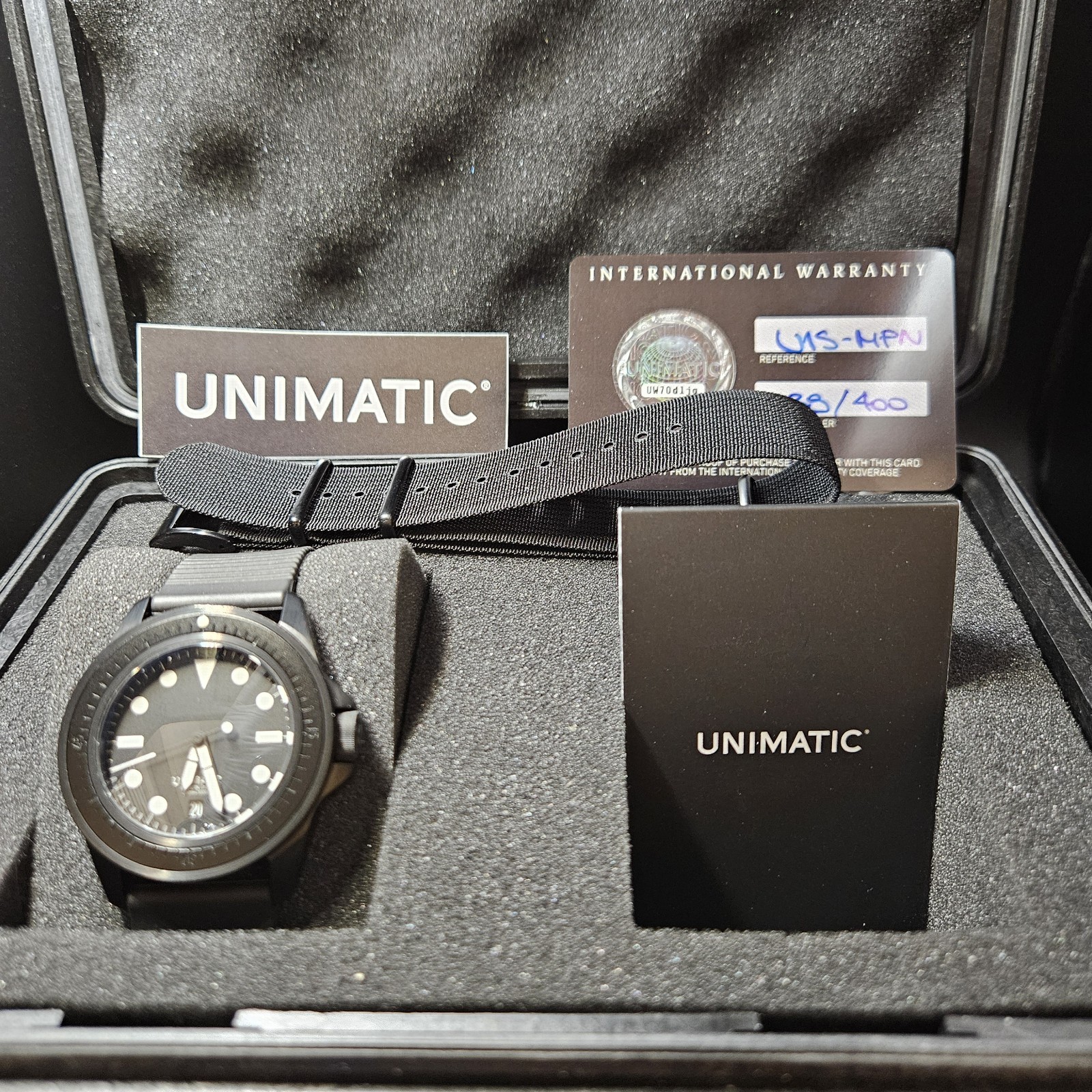 Limited Edition Unimatic Modello Uno U1S-MPN Auto Watch Black DLC SW200-1 w/Date