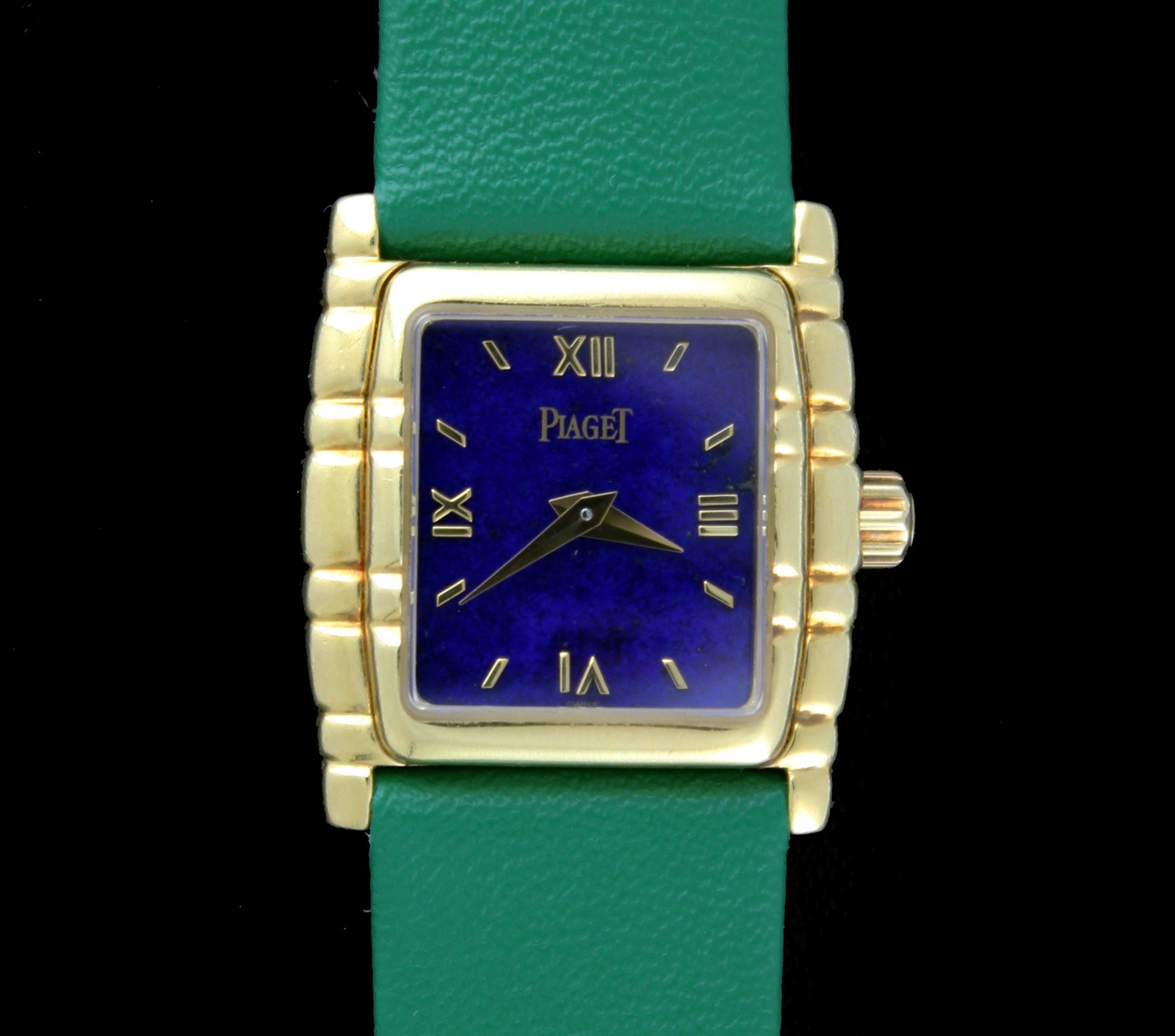 Piaget Tanagra 16051 21.5mm 18k Gold Lapis Dial Watch