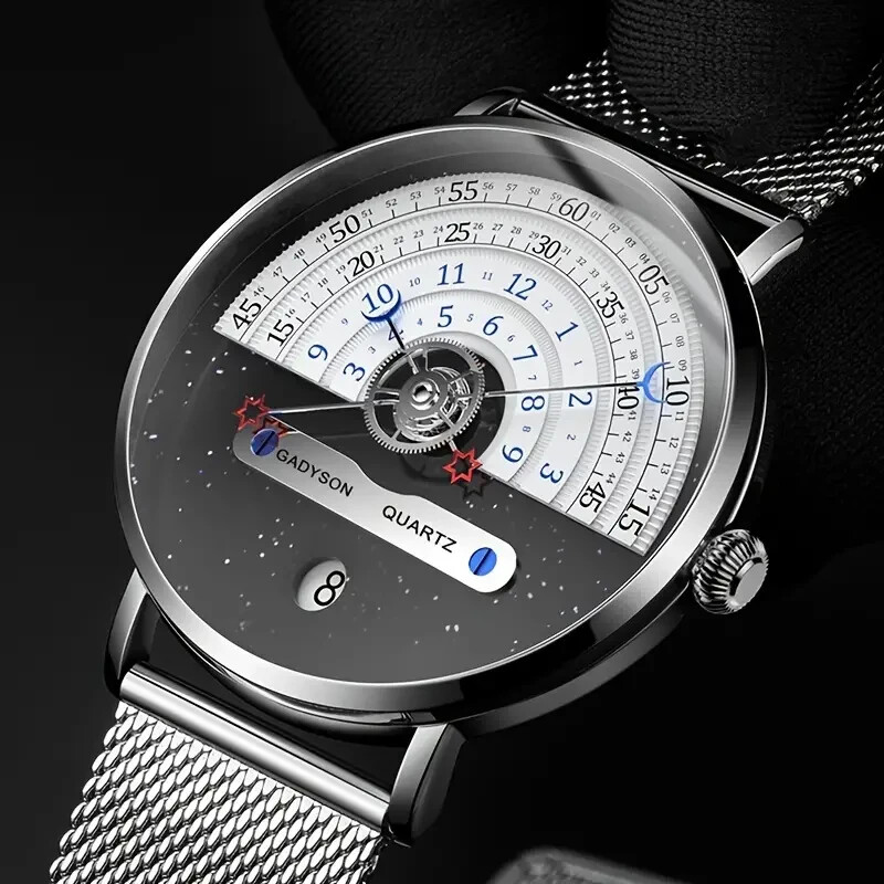 Stylish Cool Men Stainless Steel Mesh Quartz Watch High-Quality Waterproof Gift