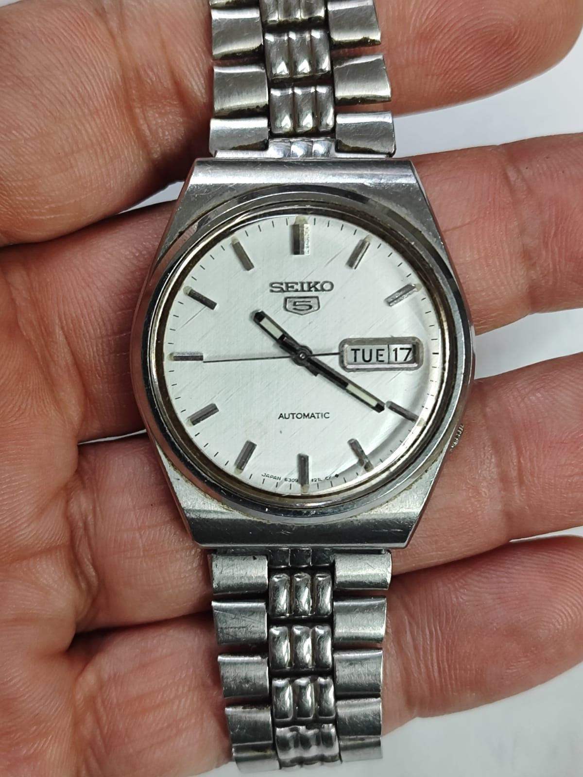 1971 VINTAGE SEIKO 6309-8150 White Dial Automatic Working Used