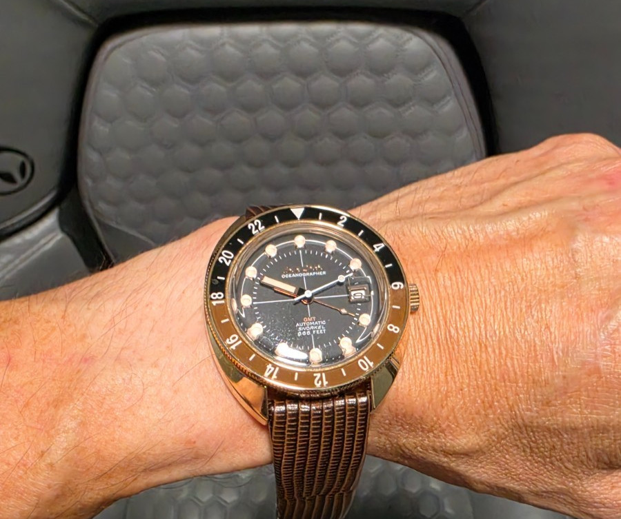 Bulova Oceanographer Automatic GMT Devil Diver 200m Rose Gold Steel Watch 97B215
