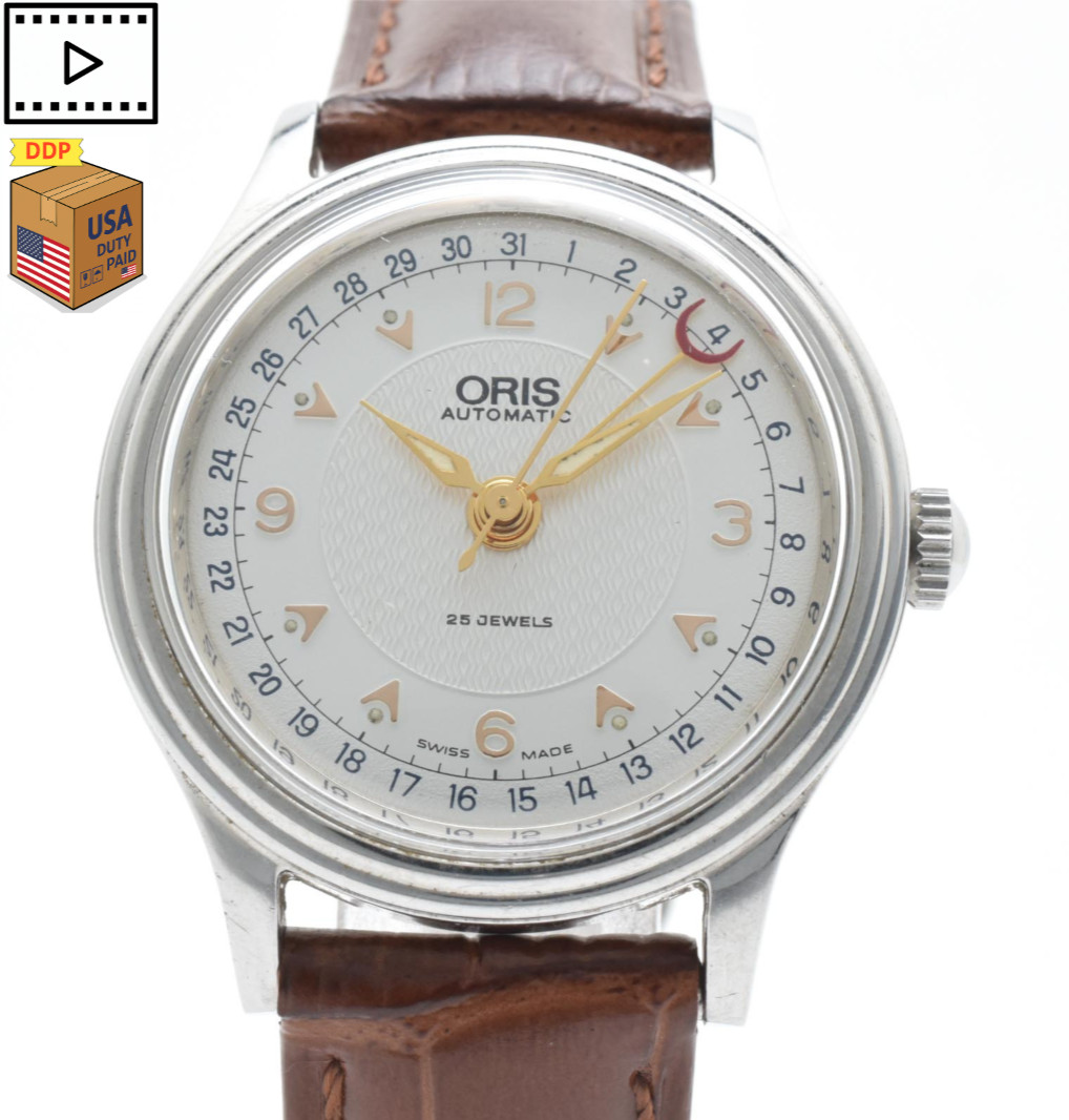 Vintage [NEAR MINT] QRIS 7478 Pointer Date 32mm Cream Automatic Mens Watch JAPAN
