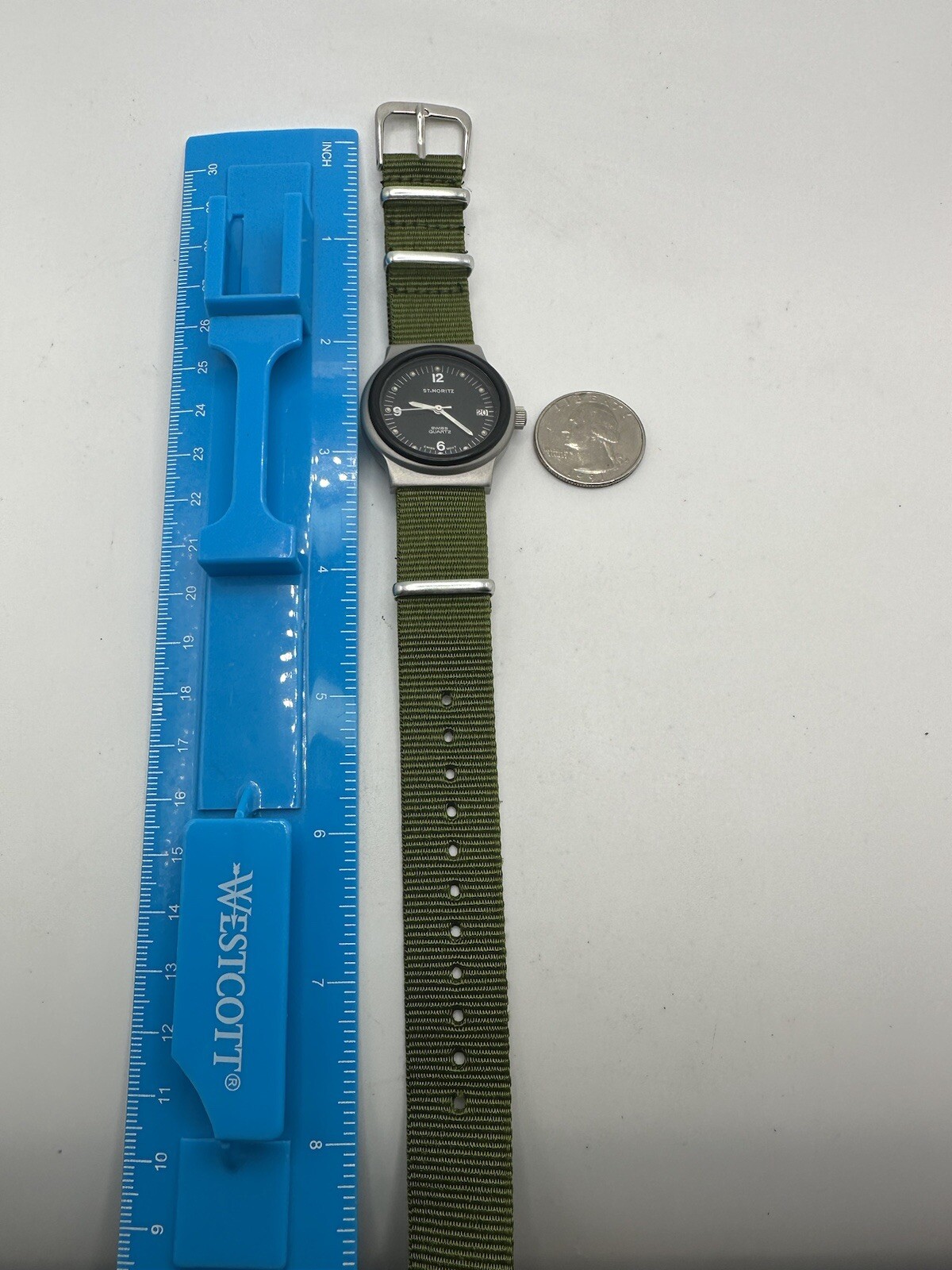 st mortiz stunt watch Vintage Unisex Swiss Movement Green Nylon Strap