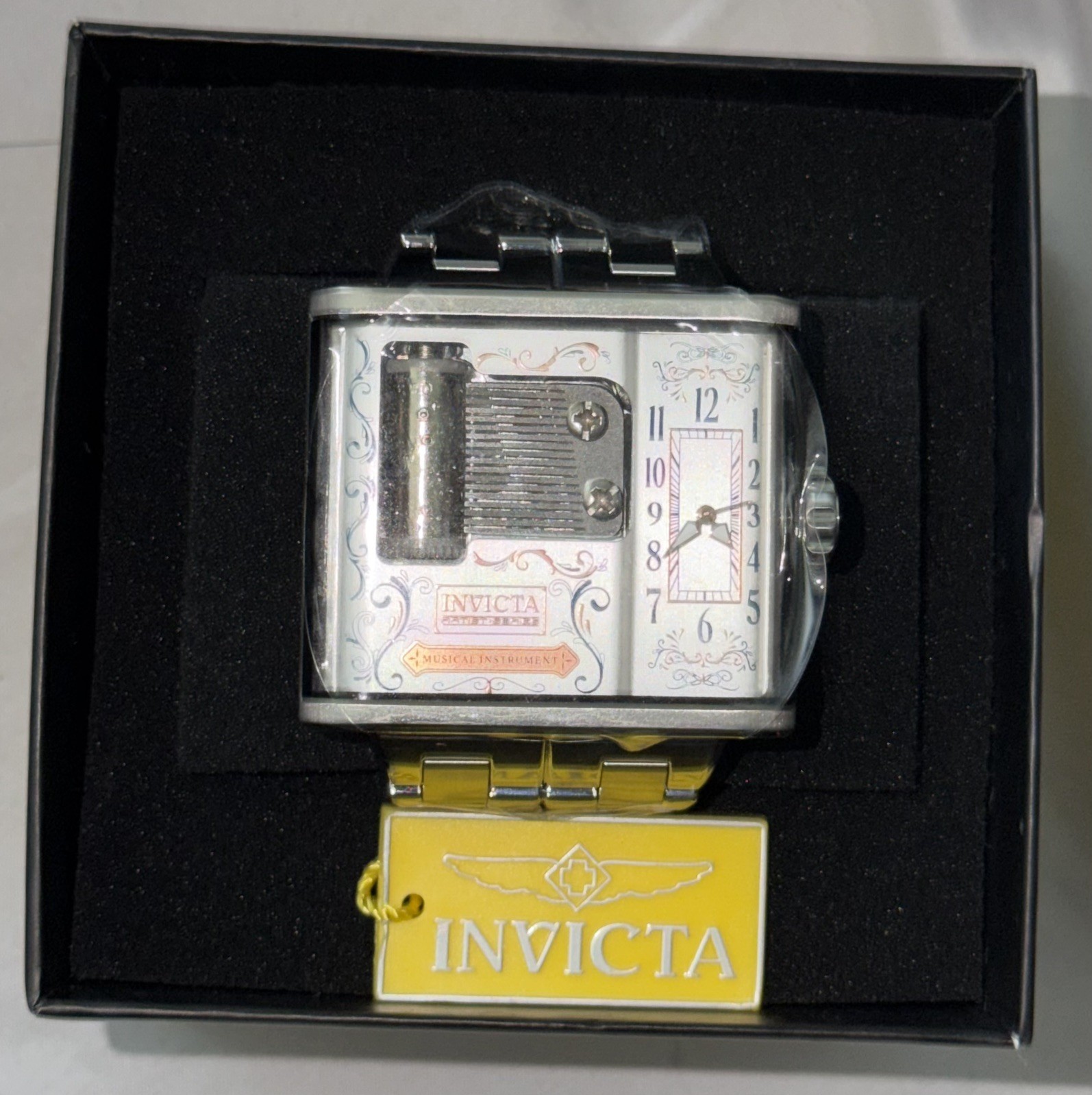 Invicta Artist Musical Instrument Swiss Ronda w/Music Box, 52mm, Steel 49474 NEW