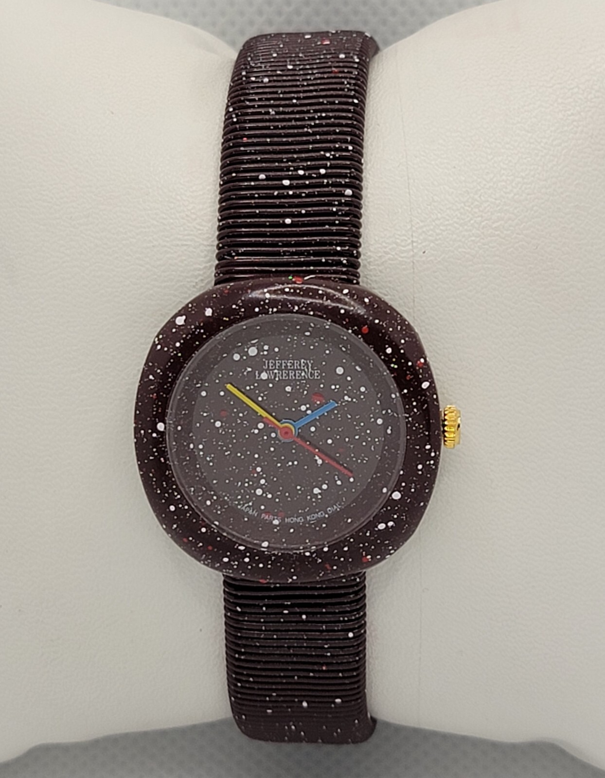 Jeffrey Lawrerence Martronic Brown Plum Speckled Flex Band Manual Wind Watch L2