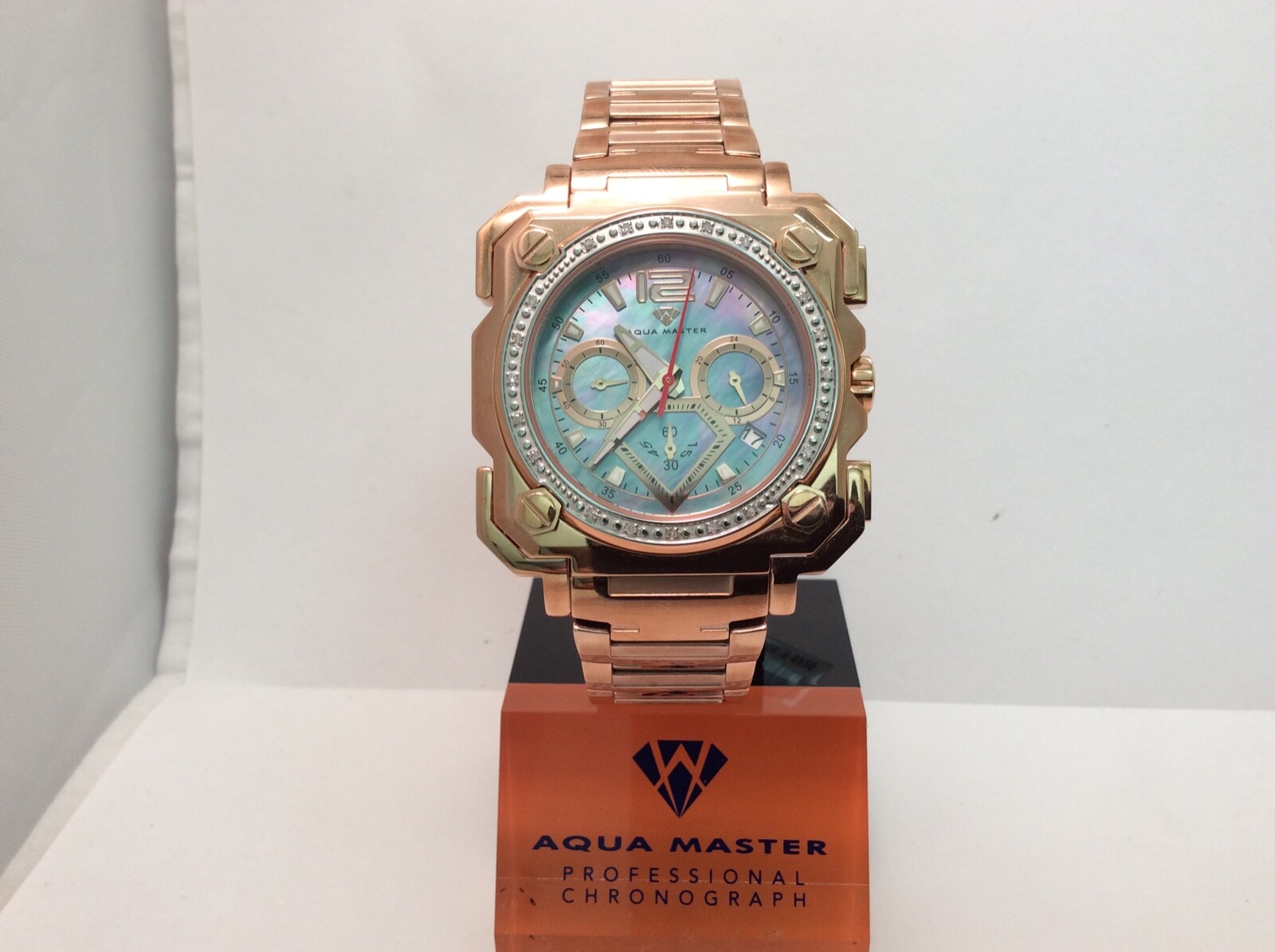 Men Aqua Master Jojo Jojino Joe Rodeo Rose Metal Band 45mm Diamond Watch W#355