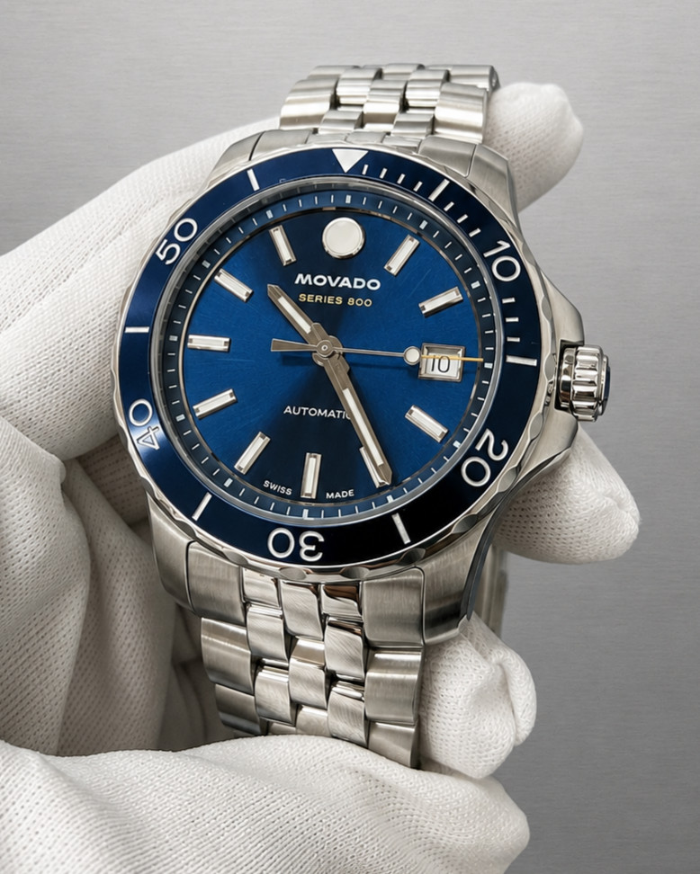 Movado Series 800 Automatic 40MM Blue Dial SS Men’s Watch 2600197