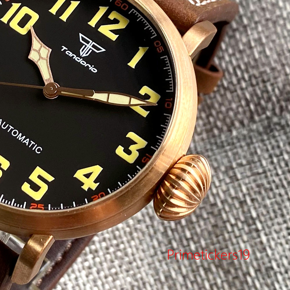 Tandorio 46.5mm Real CUSN8 Big Bronze Automatic Men Watch Sapphire NH35A PT5000