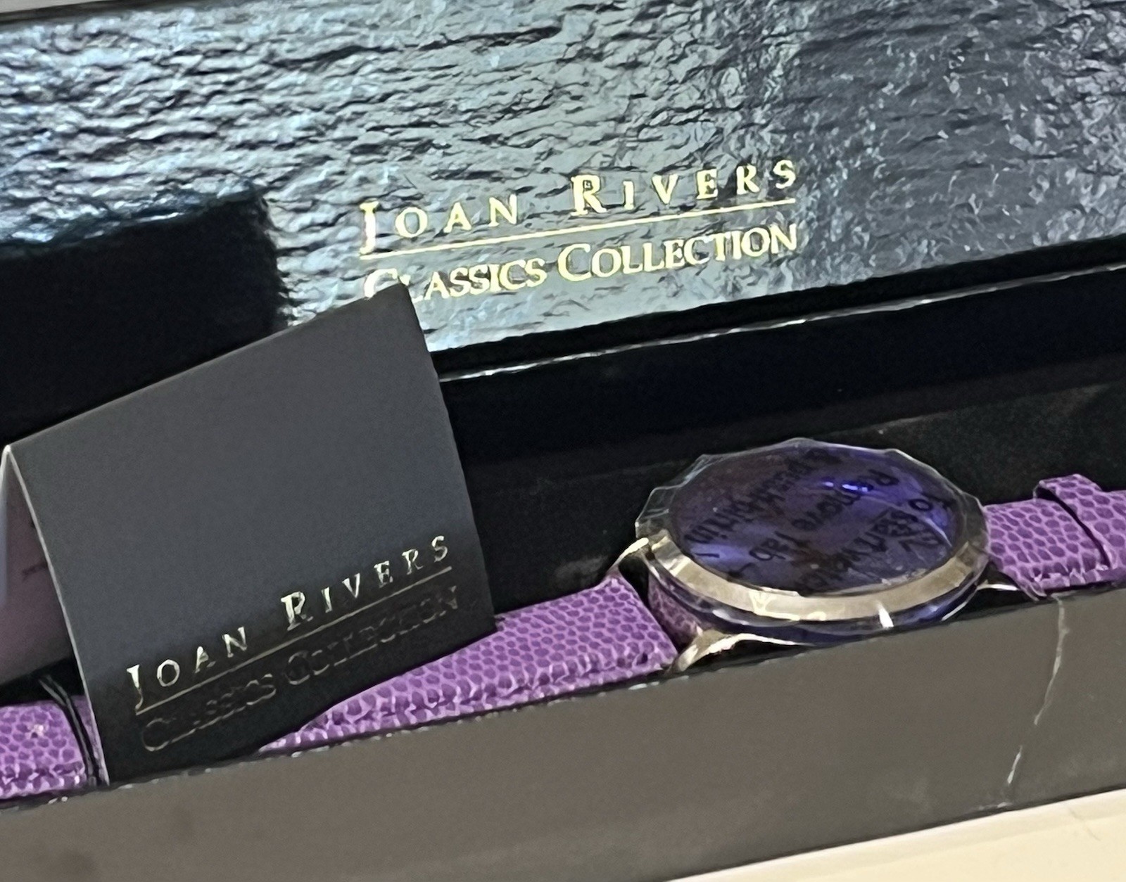 Joan Rivers Classic Collection Watch Silver Tone with Purple Band NEW