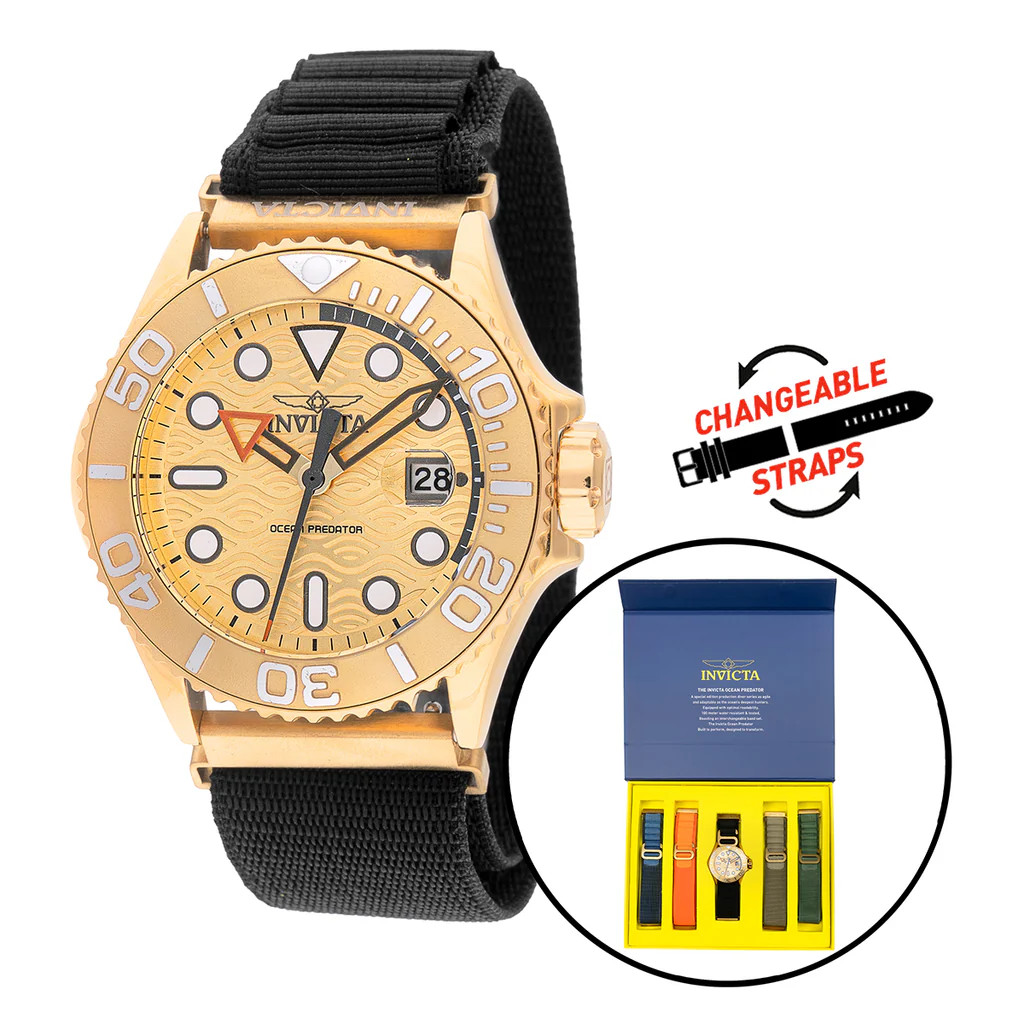 Invicta OCEAN PREDATOR Men’s Watch – 44mm with Interchangeable Strap
