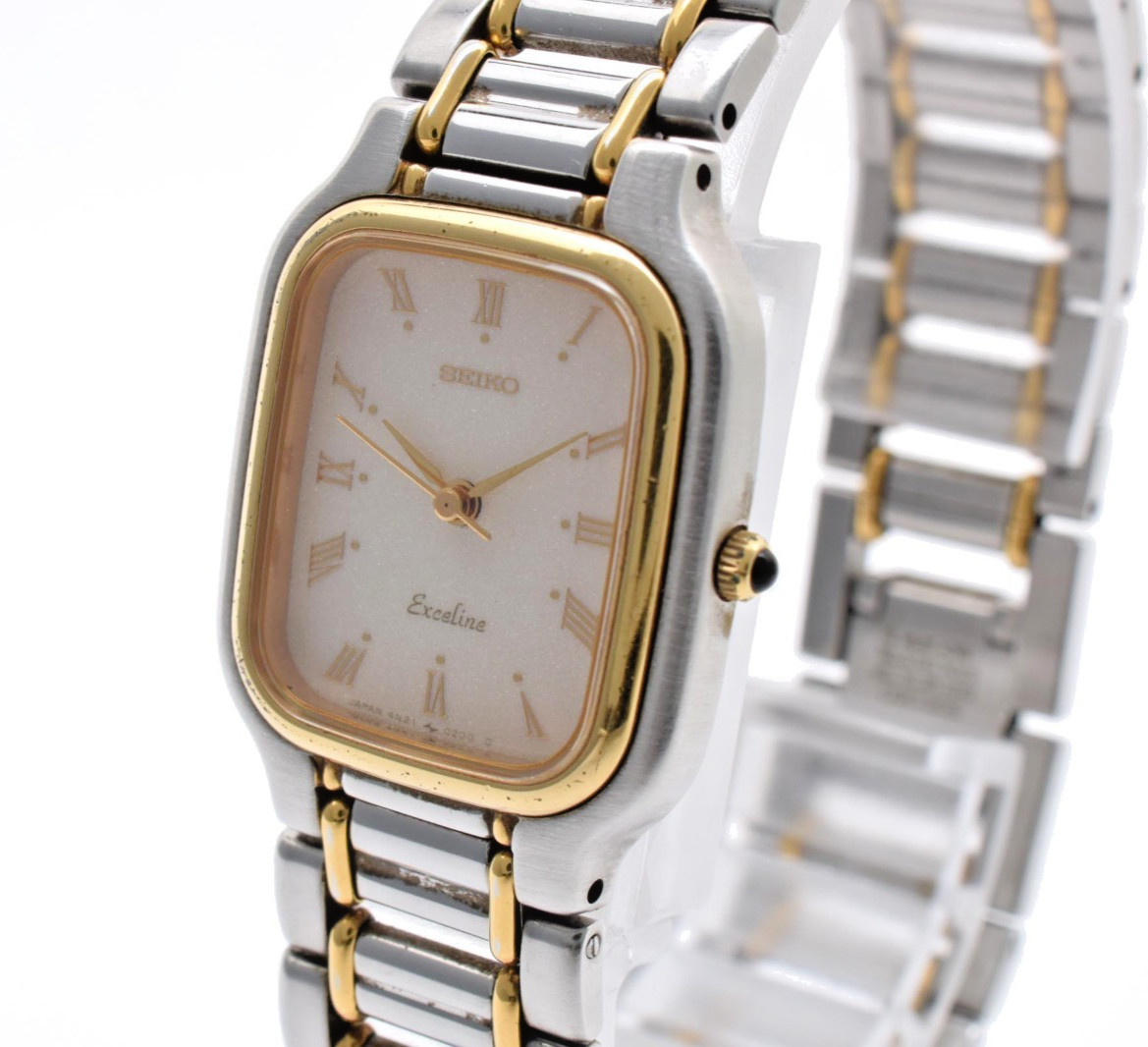 SEIKO Exceline 4N21-5040 Vintage Quartz Women’s Watch 21.5mm Champagne Dial JP