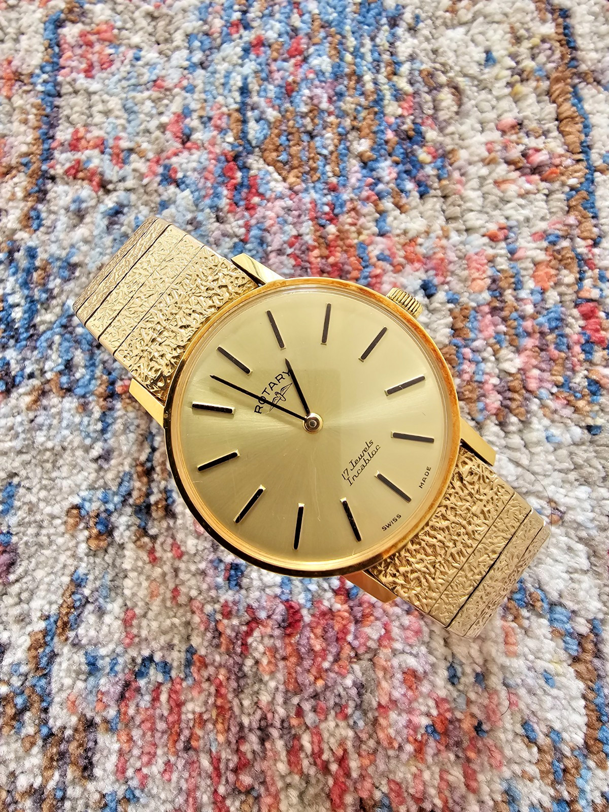 Vintage Rotary Gold Plated Manual Winding 17 Jewels Swiss Made – 33.5mm
