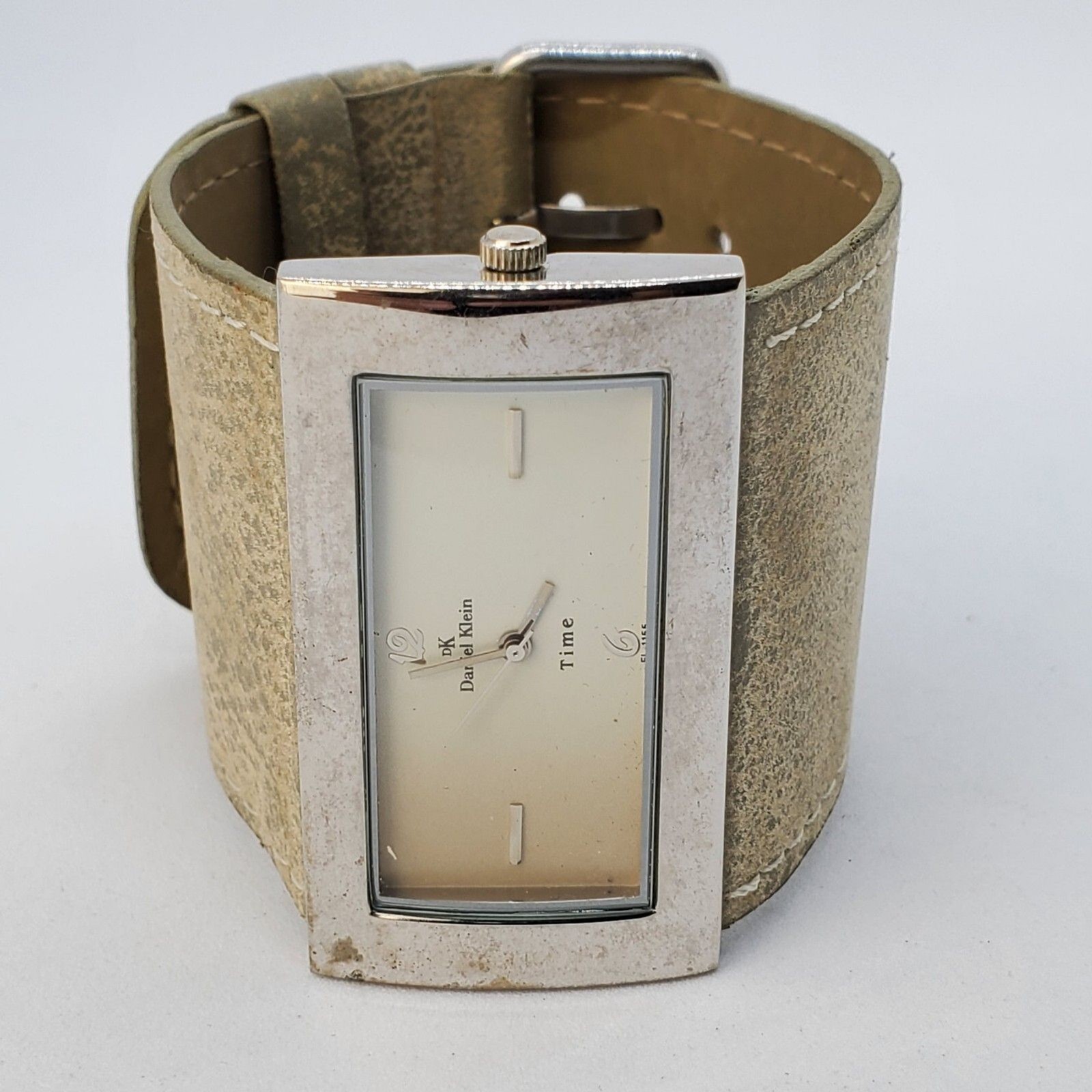 Daniel Klein 50MM Women’s Watch Tan Dial Wide Cuff Leather Bands New Battery