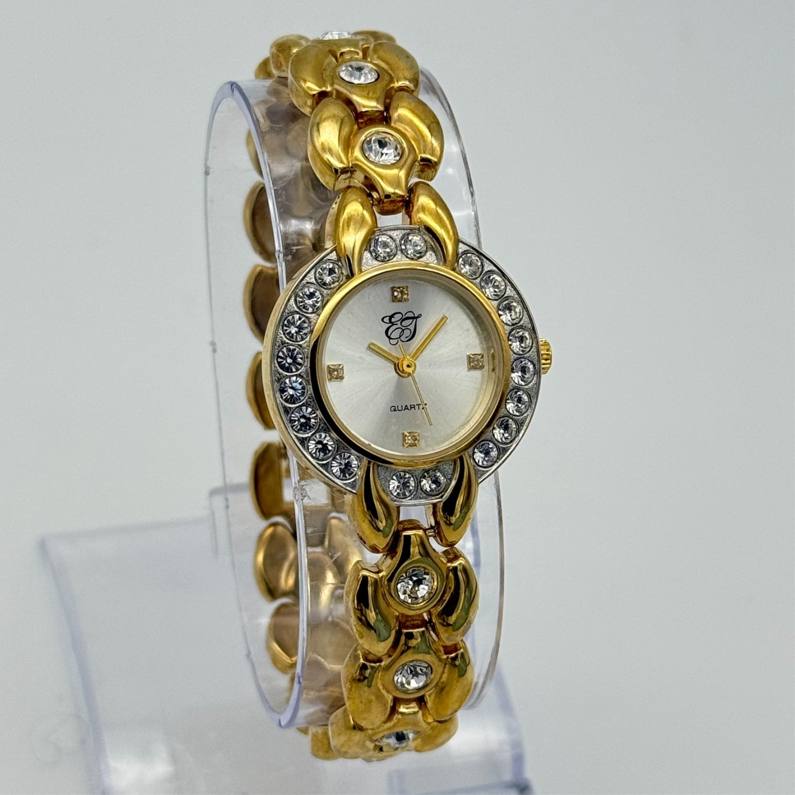 Women’s ELIZABETH TAYLOR White Diamonds Gold Tone Bracelet Watch, 27mm, Runs
