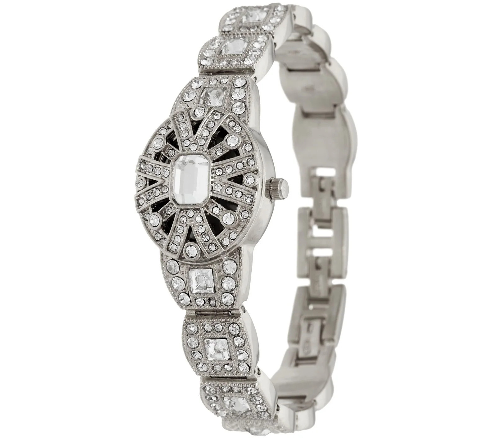 Isaac Mizrahi Live! Covered Case Metal Silver Tone Bracelet Watch