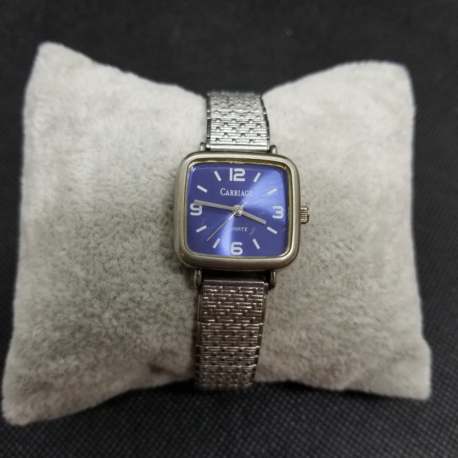 Carriage Metallic Blue Purple Ladies Classic Dress Watch Square Analog VTG 23mm
