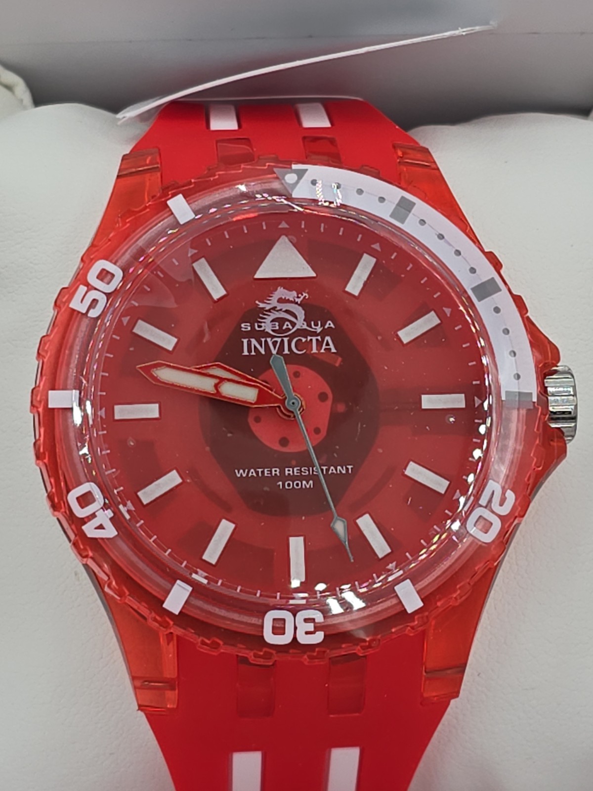 Invicta Subaqua Men’s Watch 44mm Red White Silicone Quartz 69450 Diver 100m
