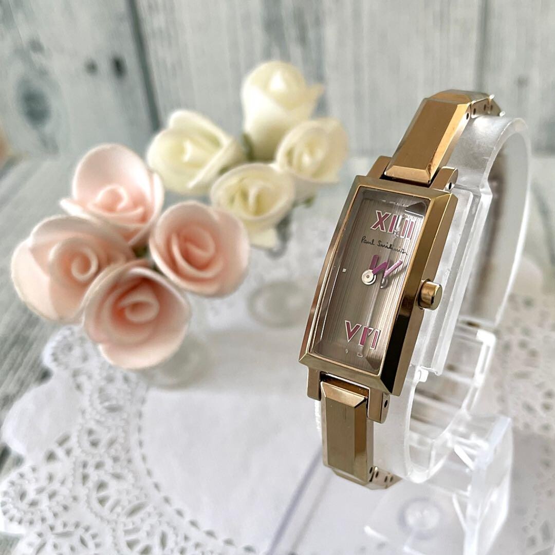 Paul Smith Gold Rectangular Watch Used From Japan Check description