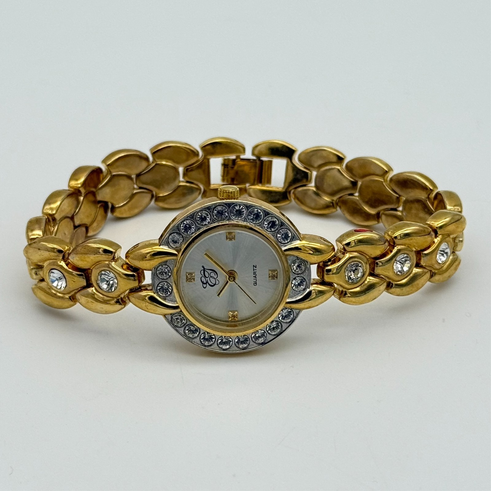 Women’s ELIZABETH TAYLOR White Diamonds Gold Tone Bracelet Watch, 27mm, Runs