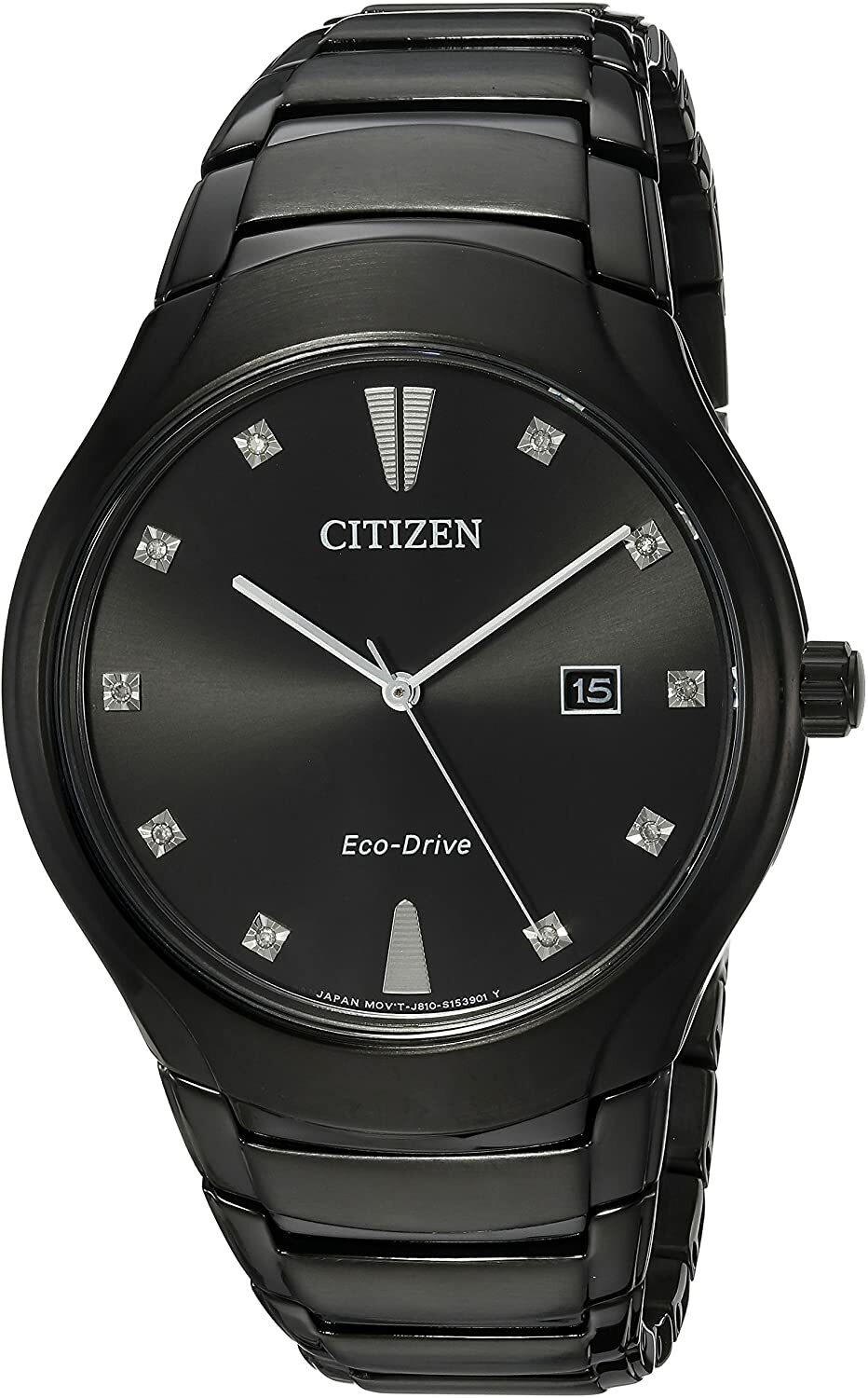 Citizen Eco-Drive Paradigm AW1555-56G 10 Diamonds Black Date Dial Mens Watch