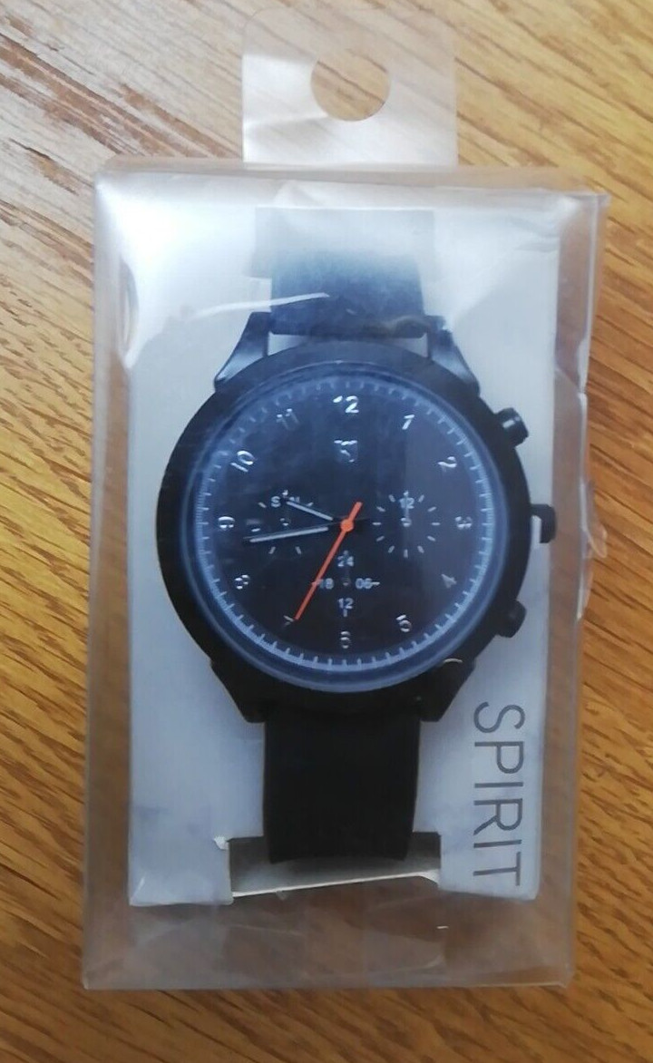 Mens Watch Black Silicone Strap Gloss Finish Dial Spirit New Boxed ASPG42