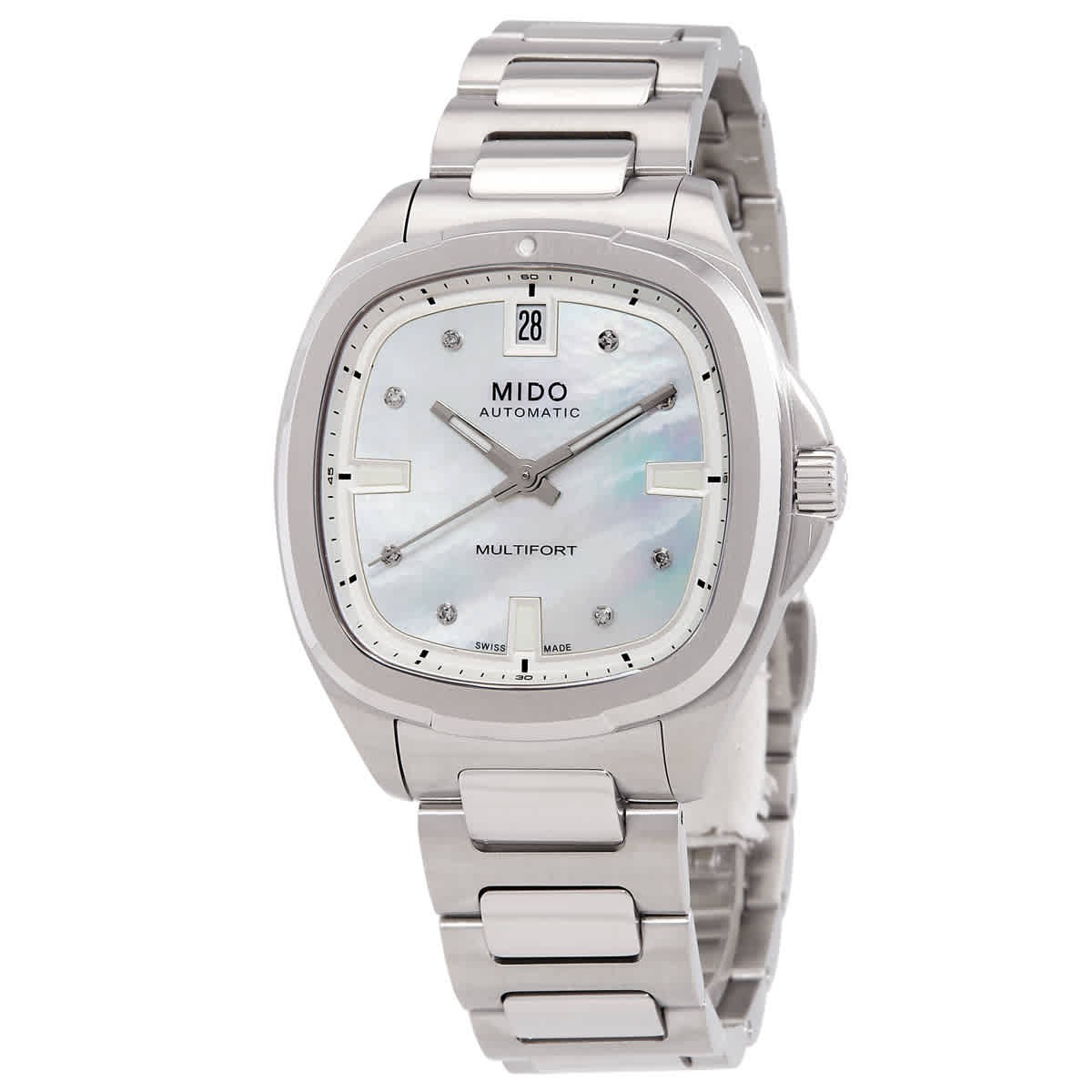 Mido Multifort TV Automatic Diamond White MOP Dial Watch M0493071110600