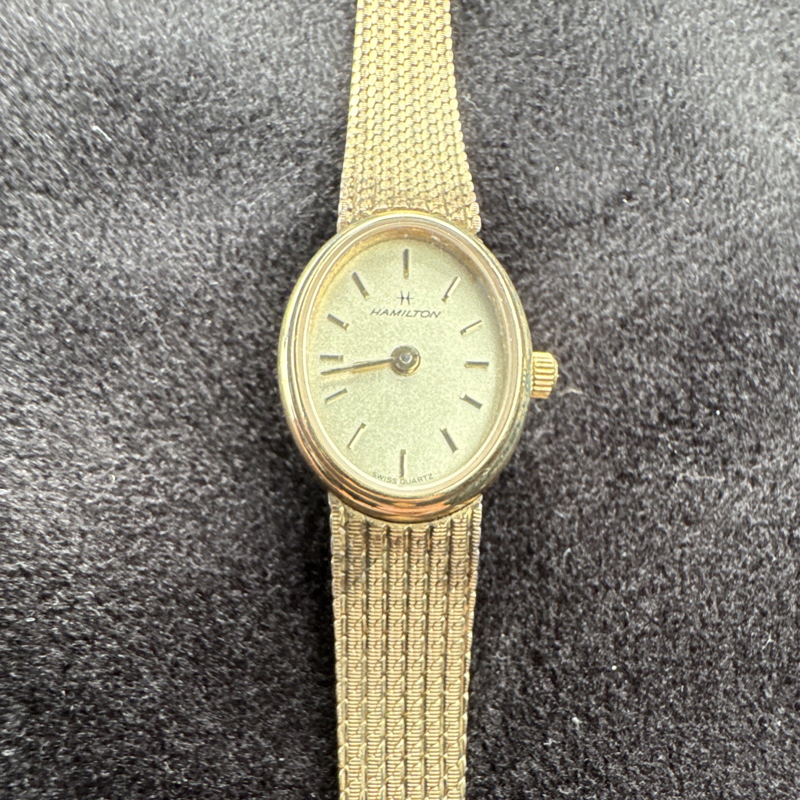 Hamilton Swiss Quartz Women’s Oval 10K Rolled Gold Plate Watch – Parts Only