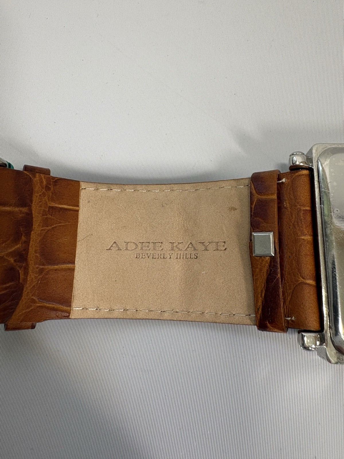 Adee Kaye Beverly Hills Dual Time Watch Square Brown Leather Band AK410M