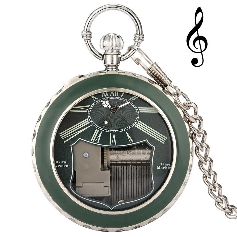 Swan Lake Theme Musical Pocket Watch Multi-Style Quartz Music Box w/ Chain Gift